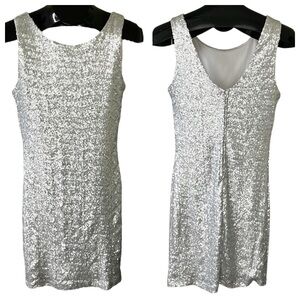 Crystal Doll Full Silver Sequine Mini Dress